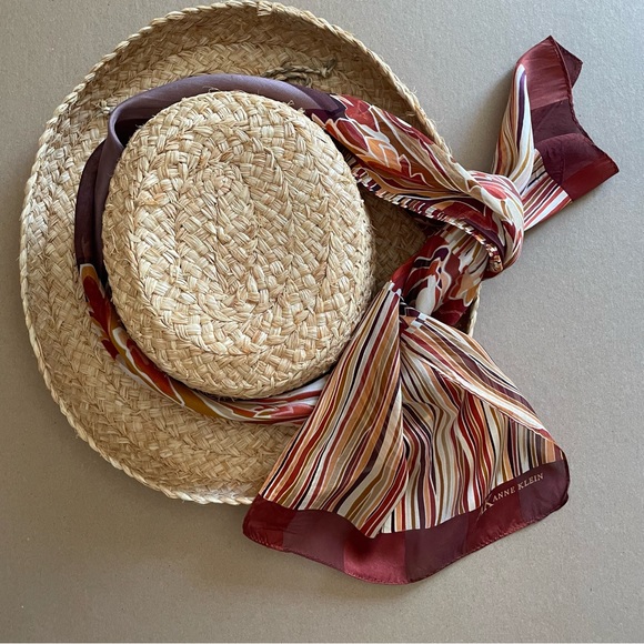 Anne Klein silk scarf autumnal colors 10 by 52 inches. - Picture 4 of 6